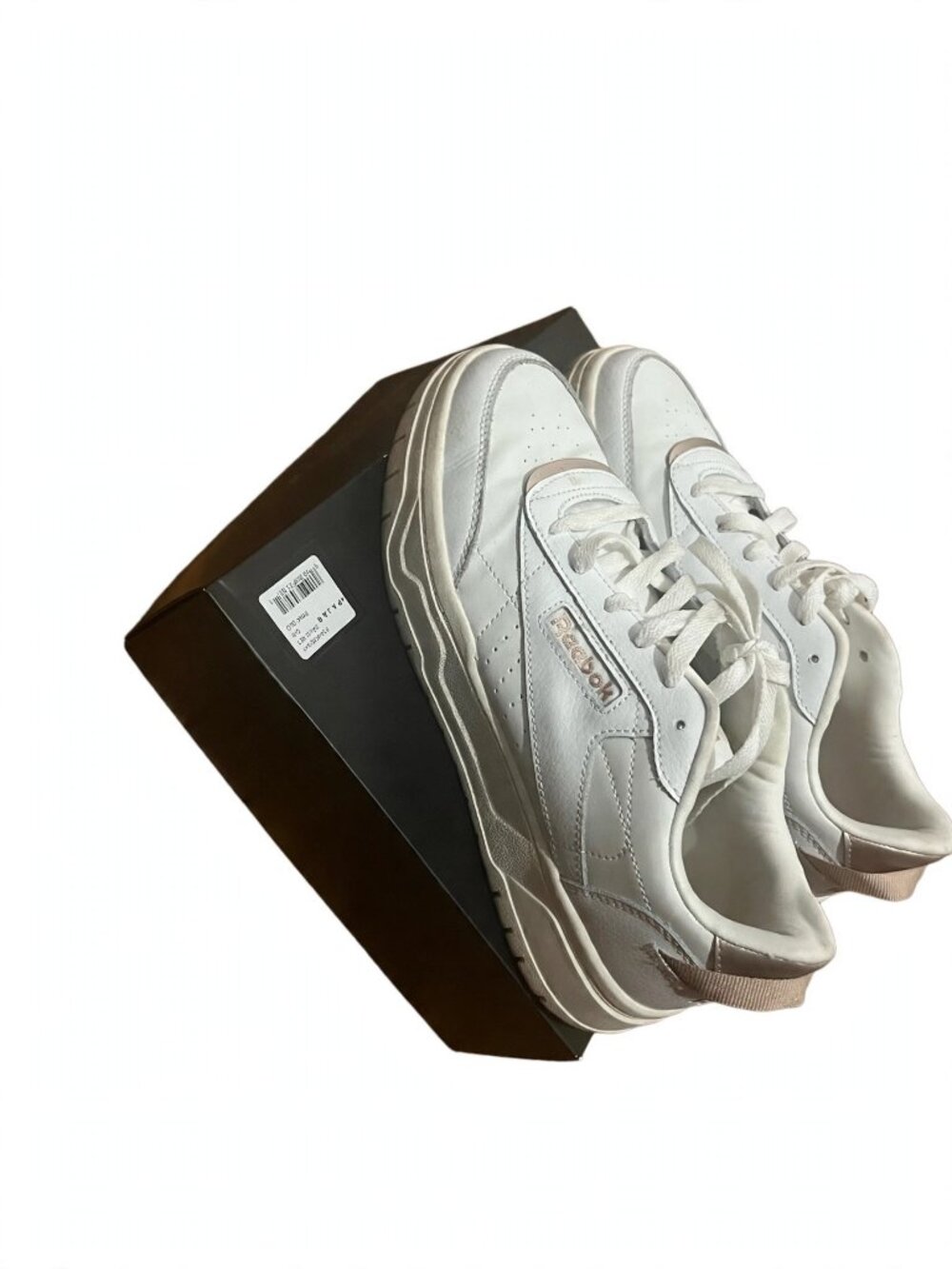 Reebok White Leather Sneakers with Blush Heel Tab